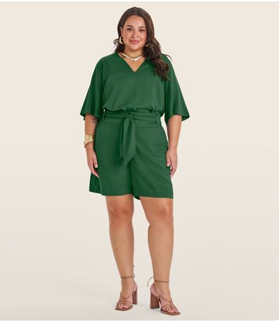 Blusa Manga Curta Plus Size Secret Glam Verde