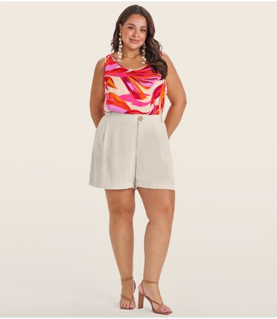 Regata Feminina Plus Size em Viscose Secret Glam Laranja