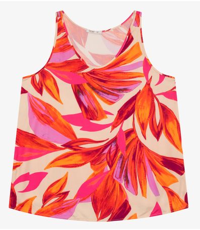 Regata Feminina Plus Size em Viscose Secret Glam Laranja