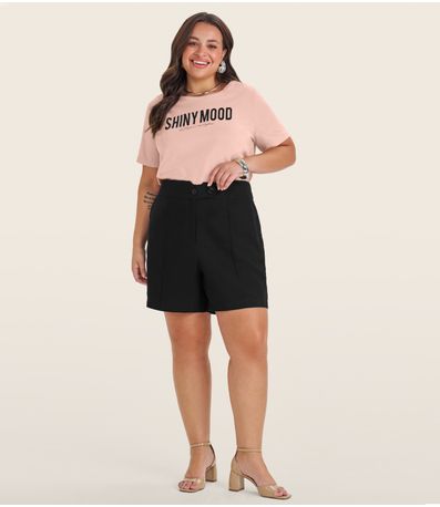 Shorts Plus Size em Piquet Verona Secret Glam Preto