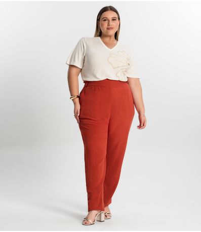 Calça Plus Size Feminina Secret Glam Laranja