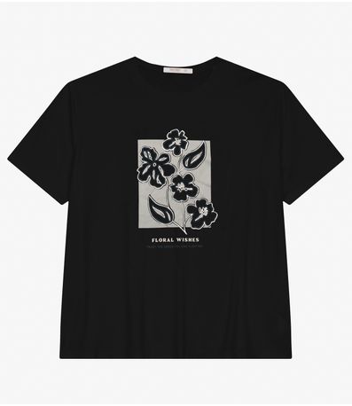 Camisa Manga Curta Plus Size Secret Glam Preto