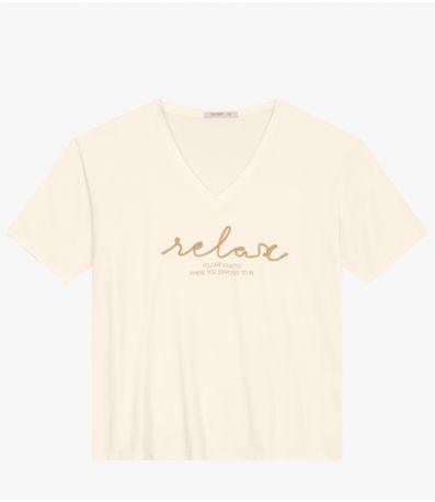 Blusa Feminina Manga Curta Secret Glam Bege
