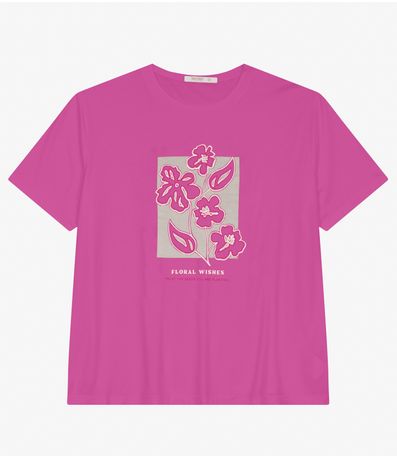 Camisa Manga Curta Plus Size Secret Glam Rosa