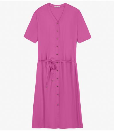 Vestido Chemise Longo Plus Size Secret Glam Rosa