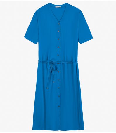 Vestido Chemise Longo Plus Size Secret Glam Azul