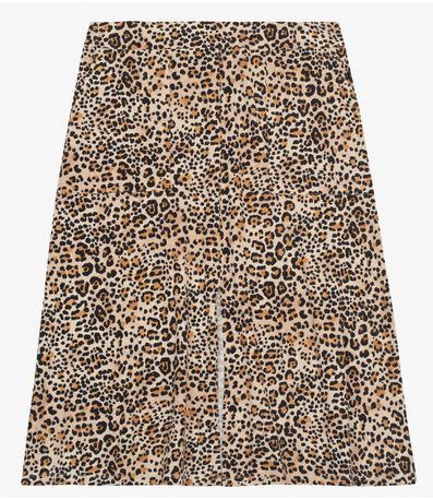 Saia Midi Plus Size em Viscotorcion Secret Glam Bege