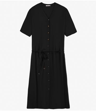 Vestido Chemise Longo Plus Size Secret Glam Preto