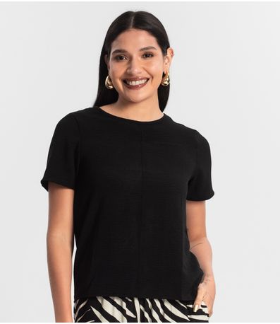 Blusa Manga Curta em Air Flow Rovitex Preto