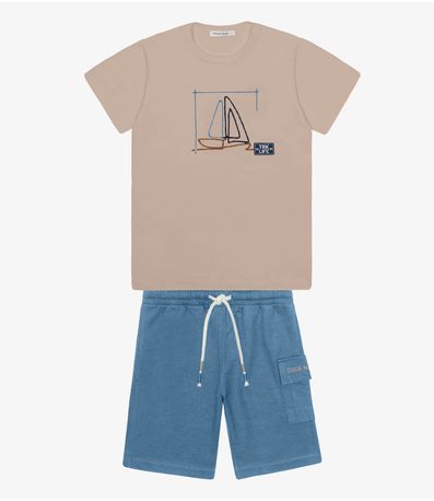 Conjunto Infantil Camiseta Com Bermuda Trick Nick Marrom