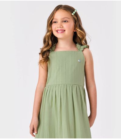 Vestido Midi Tricoline Maquinetada Trick Nick Verde