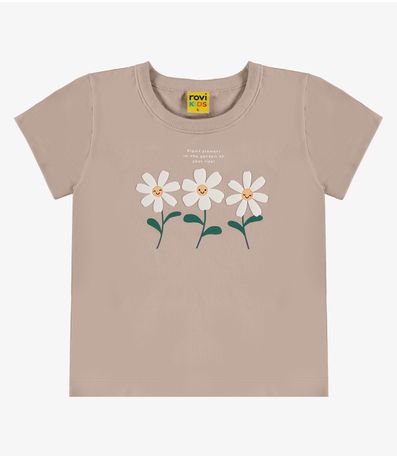 Blusa Feminina Infantil Manga Curta Rovi Kids Marrom