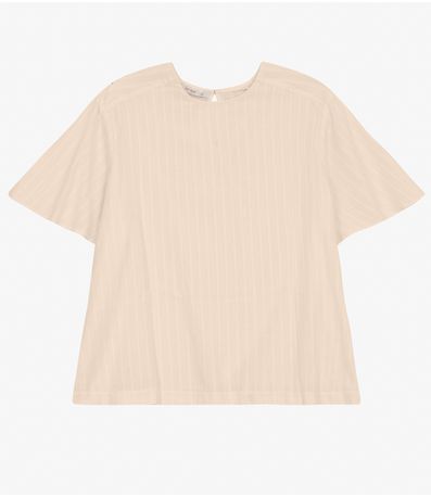 Blusa Plus Size Manga Curta Secret Glam Bege
