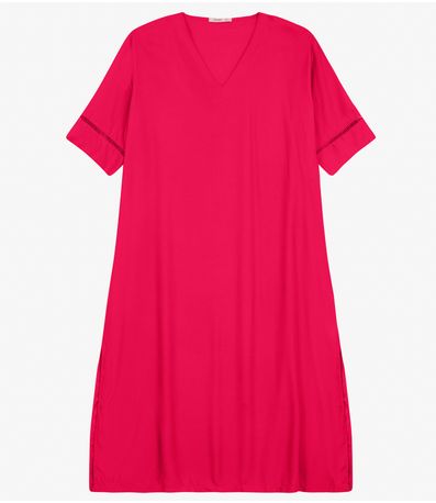 Vestido Manga Curta em Viscose Secret Glam Vermelho