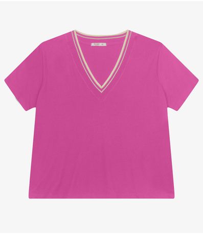 Blusa Manga Curta Pluz Size Secret Glam Rosa