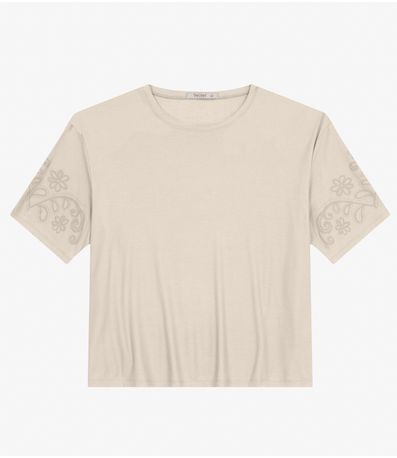Blusa Manga Curta Plus Size Secret Glam Bege