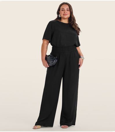 Blusa Manga Curta Feminina Plus Size Secret Glam Preto