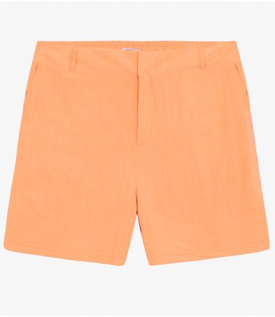 Shorts Feminino Plus Size em Linho Secret Glam Laranja