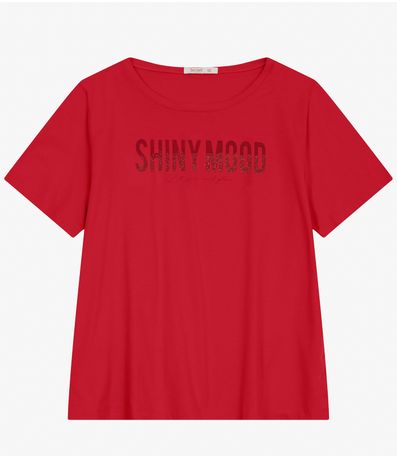 Camiseta Plus Size Manga Curta Secret Glam Vermelho