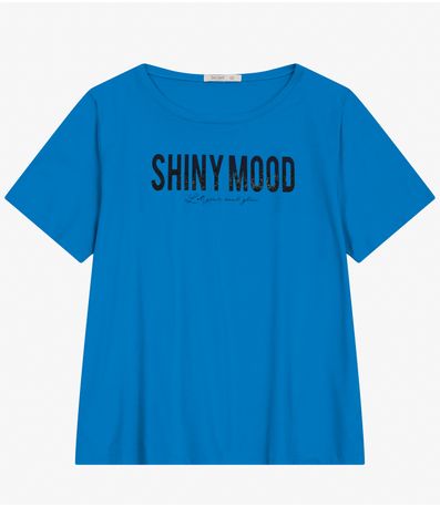 Camiseta Plus Size Manga Curta Secret Glam Azul