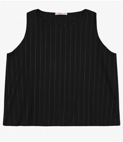 Regata Feminina Plus Size em Visco Secret Glam Preto