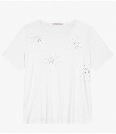 Blusa Manga Curta em Viscotorcion Secret Glam Branco