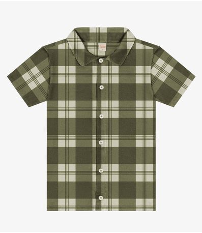 Camisa Infantil Xadrez Manga Curta Trick Nick Verde