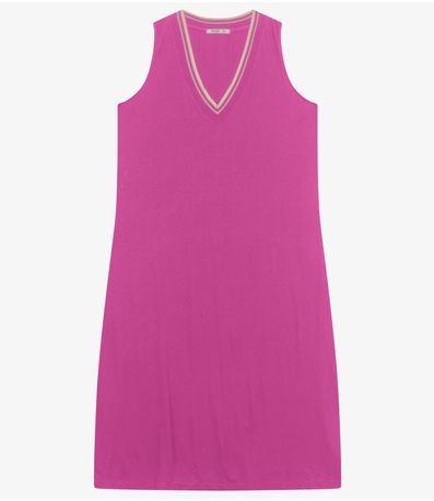Vestido Plus Size em Viscose Secret Glam Rosa