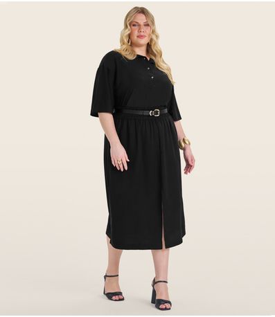 Saia Midi Plus Size Secret Glam Preto