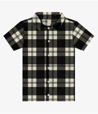 Camisa Infantil Xadrez Manga Curta Trick Nick Preto