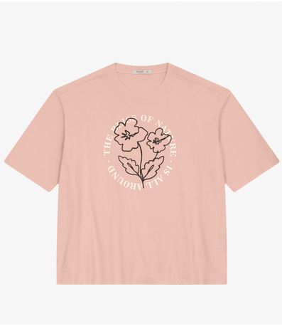 Camiseta Plus Size em Meia Malha Secret Glam Rosa