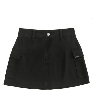 Saia Juvenil Feminina Sarja Twill Minty Preto
