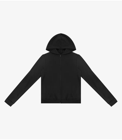 Jaqueta com Capuz em Moletom Rovitex Preto