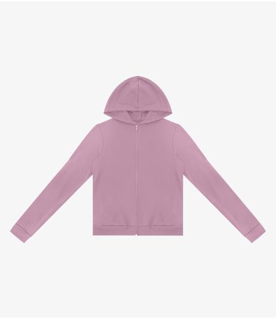 Jaqueta com Capuz em Moletom Rovitex Rosa