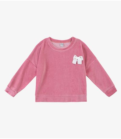 Blusão Infantil Menina Com Laço Infinita Cor Rosa
