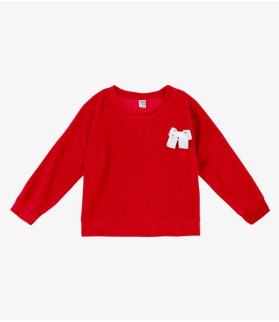 Blusão Infantil Menina Com Laço Infinita Cor Vermelho