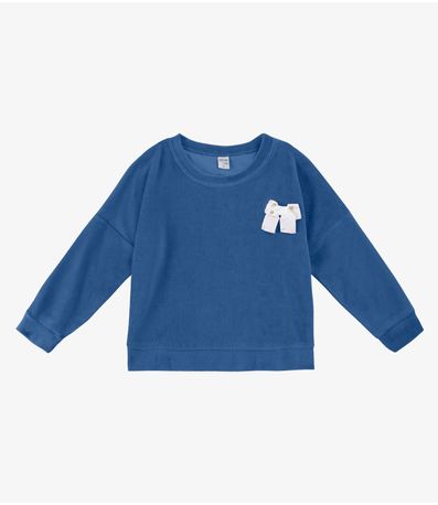 Blusão Infantil Menina Com Laço Infinita Cor Azul