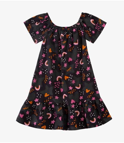 Vestido Infantil Oncinha Infinita Cor Preto