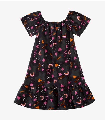 Vestido Infantil Oncinha Infinita Cor Preto