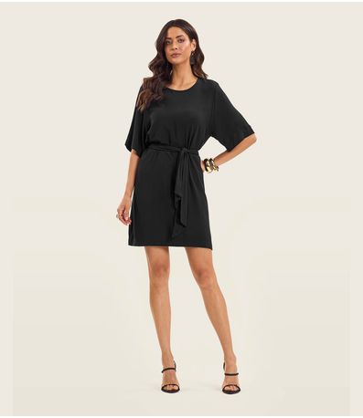 Vestido Curto Feminino Com Cinto Endless Preto