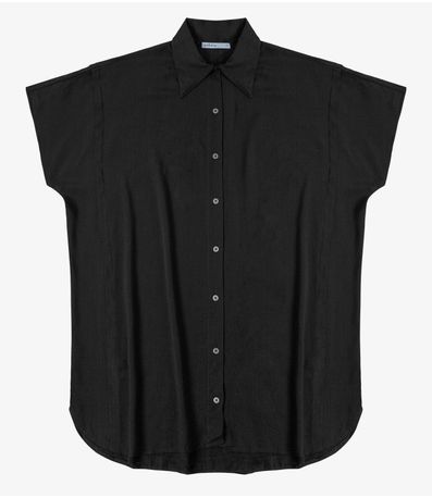 Vestido Chemise Feminino Com Gola Endless Preto