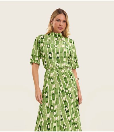 Blusa Feminina Estampada Gola Alta Endless Verde