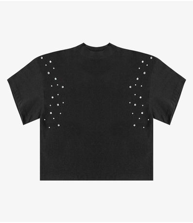 T- Shirt Feminina Gola Alta em Malhão Endless Preto