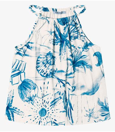 Blusa de Alça Feminina em Meia Malha Endless Azul
