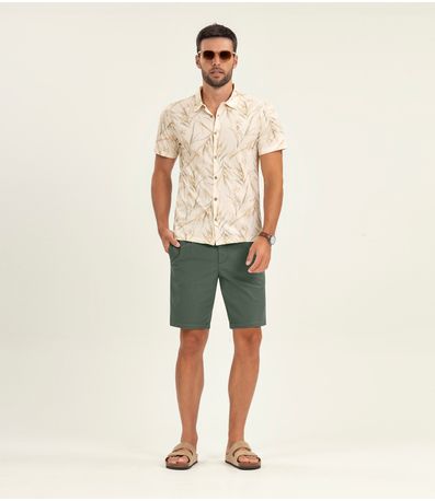 Camisa Masculina Manga Curta Meia Malha Diametro Bege
