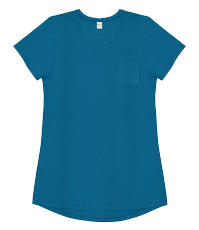 Blusa Feminina Viscotorcion Com Bolso Rovitex Azul