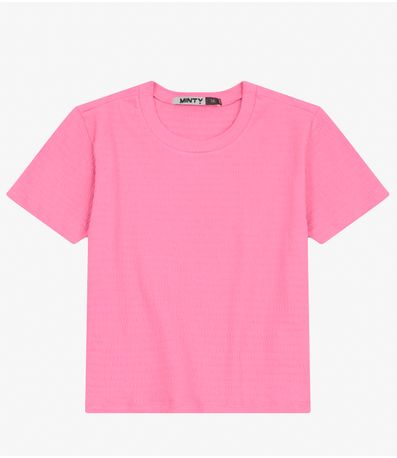Blusa Juvenil Feminina em Malha Anarruga Minty Rosa