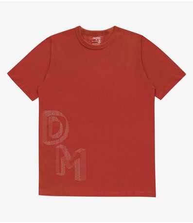 Camiseta Masculina Manga Curta Meia Malha Diametro Laranja