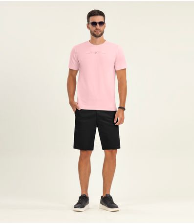 Camiseta Plus Size Masculina Meia Malha Diametro Rosa