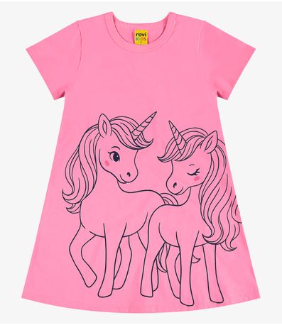 Vestido infantil em Meia Malha Rovi Kids Rosa